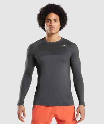 Pánské Long Sleeve Gymshark Apex Seamless Černé Šedé Černé | CZ 2601HAP